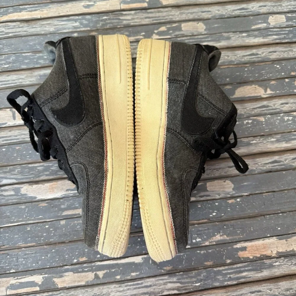 Nike 3x1 x Air Force 1 Premium Low Black Denim Sneakers 905345-006 Boys 6